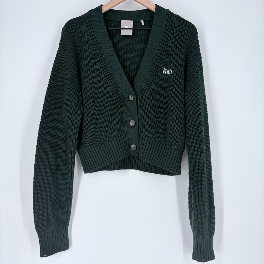 Kith Women Forest Green Effie Rib Cropped Cardigan